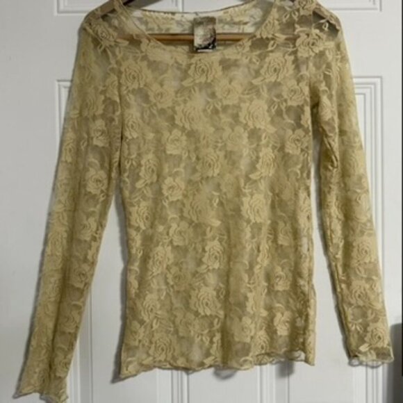 Truly Yours Lace Top Cream Long Sleeve Chic‎ Glam - Picture 3 of 8